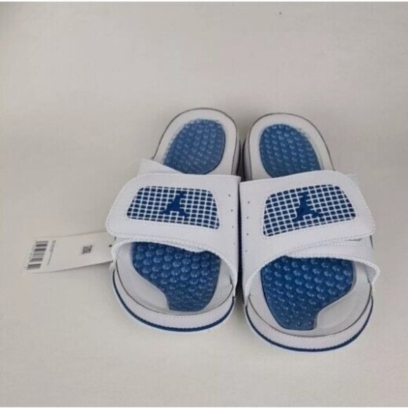 Nike Men\'s Jordan HYDRO Retro IV Slides Sandal White Blue SZ 9